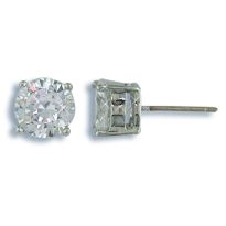Large Silver Stud Earrings with Round Cut Blue Luster Diamond Large Silver Stud Earrings with Round Cut Blue Luster Diamond